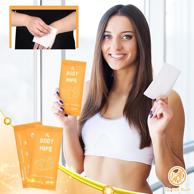 Timgle 200 Pcs Body Wipes Individually Wrapped Bath for Adults Face Hand Deodorant Body Wipes Pearl Pattern Wet Shower with Aloe Bathing Disposable Cleansing for Travel Gym Travel