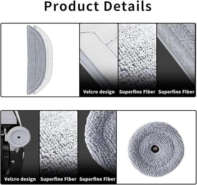 12Pack Microfiber Mop Cloths Compatible with Roborock S8 MaxV Ultra, S8 Max Ultra Robot Vacuum,6 Pack Mop Pad Replacement Accessories with Dual Sonic Vibrations Modules