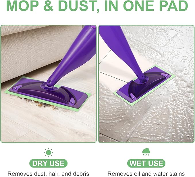 20 Pack Microfiber Mop Refill Pad Compatible with Swiffer WetJet Mop for Floor Cleaning, Semi-Disposable Eco-Friendly Replacement Mop Pads Machine Washable (10 PCS Blue + 10 PCS Green)