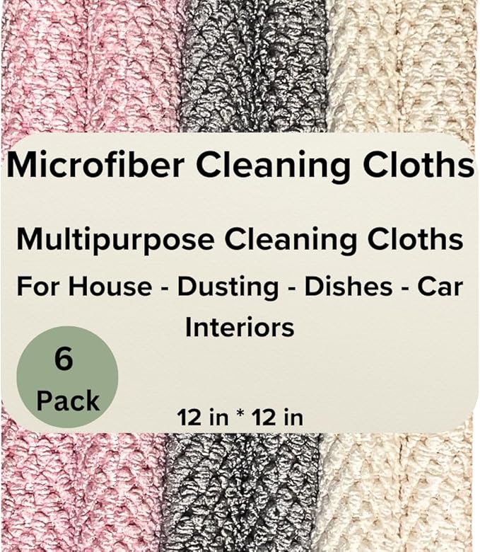 Microfiber Cleaning Cloth All-Purpose Microfiber Towels - 12 x 12 - Micro Fiber Cleaning Rags for House, Kitchen, Dust Rags for Dusting Furniture, Housekeeping, Car Drying Towel