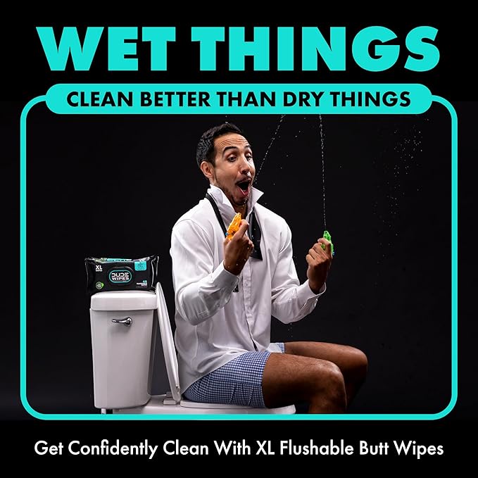 DUDE Wipes - Flushable Wipes Travel Pack - 6 Pack, 108 Wipes - Mint Chill Extra-Large Adult Wet Wipes - Vitamin-E, Aloe Vera, Eucalyptus, and Tea Tree Oils - Septic and Sewer Safe Butt Wipes
