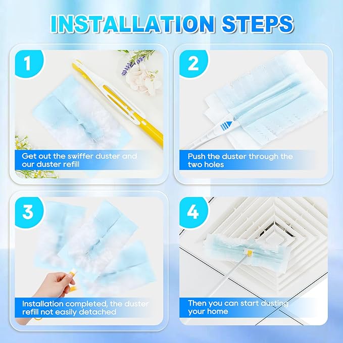 Duster Refill Compatible with Swiffer Hand Duster, 30 Count Unscented Disposable Heavy Duty Duster Refills, Dusters Refills for Cleaning, Blinds & Ceiling Fan (Handle is Not Included)
