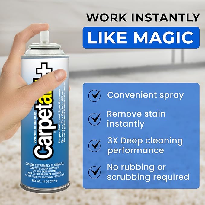 Carpet Aid Spot and Stain Remover, Removes Discoloration from Oil, Grease, Ink, Coffee, Pet Urine, and Lipstick, pH Balanced Cleaner for Carpets, Area Rugs, and Upholstery. Pack of 6,14 oz.
