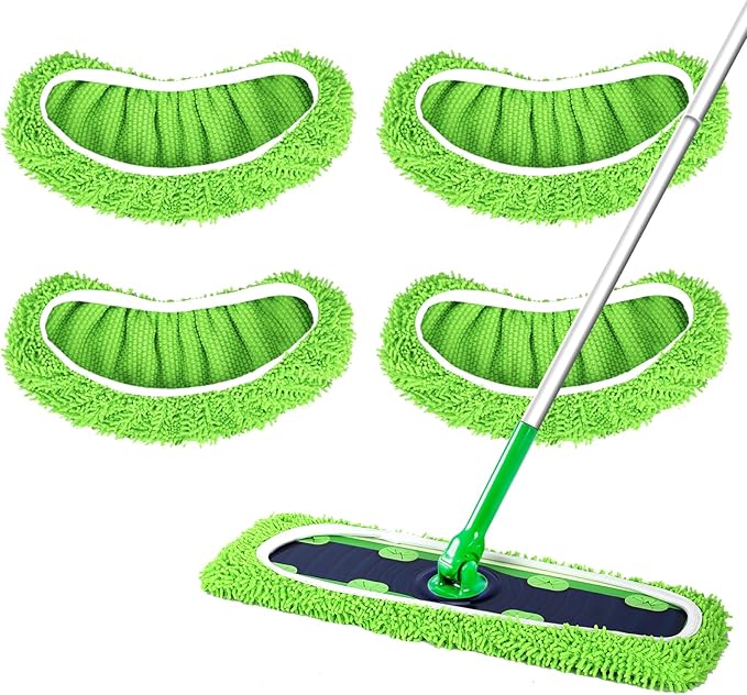 50 Count Disposable XL Dry Sweeping Cloths + 4 Pack Reusable Microfiber Mop Pads for Swiffer Sweeper XL Mop (Mop is not Included)
