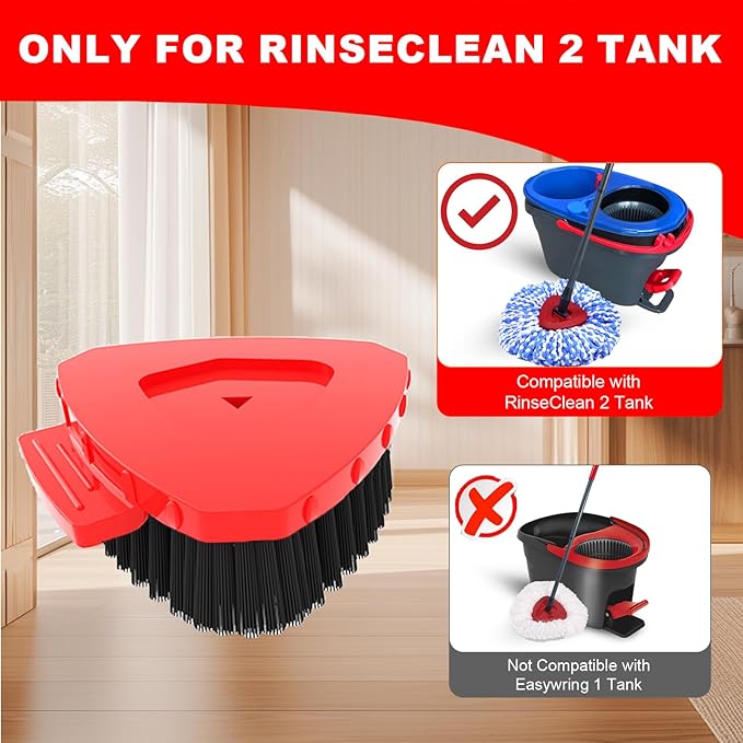 2 Pack Upgrade Scrub Brush Replacement Head Compatible with O Cedar RinseClean 2-Tank Spin Mop, Mop Replace Head Scrubber Brush,Floor Cleaning Brush More Layers of Bristles for Bathroom,Tile, Kitchen