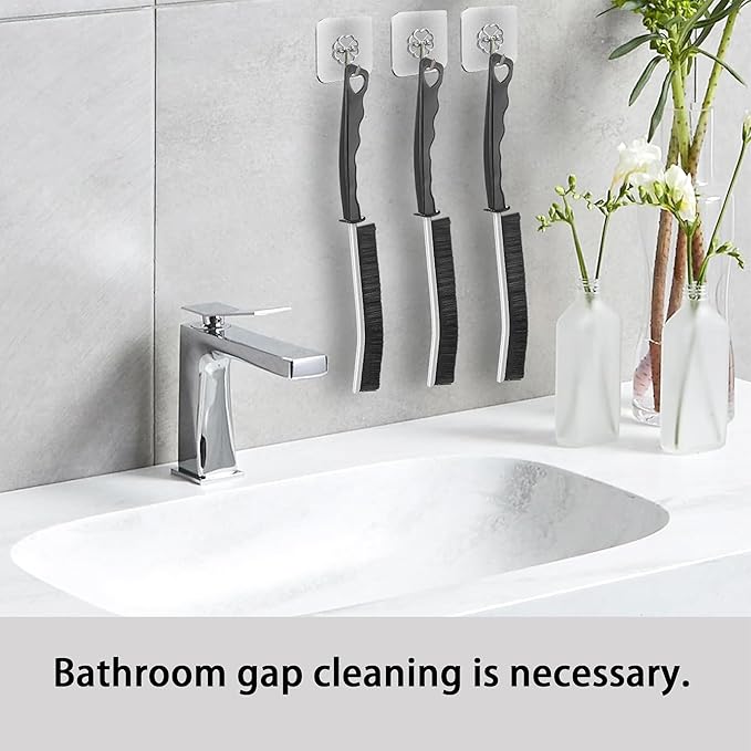 KEWAYO 9-Piece Deep Cleaning Grout Brush Set - Multifunctional Gap Cleaning Brushes with Flexible Handle for Bathroom, Kitchen, Tile Lines & Window Tracks