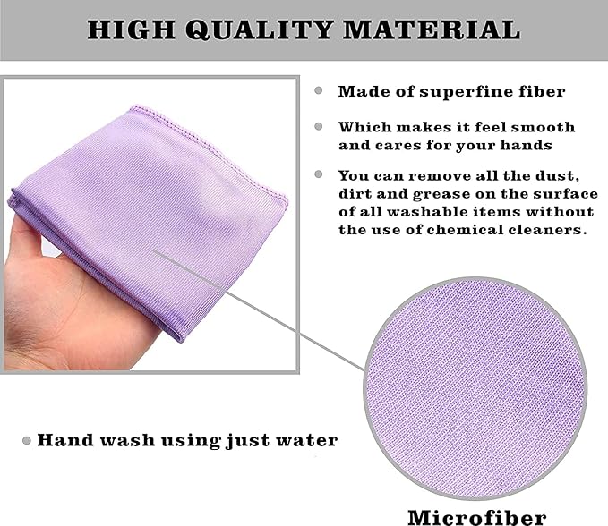 Longmann Window Cleaning Cloth, Glass Cloth, Cleaning Cloth, Streaks Schatches Free (Purple 2 Pack)