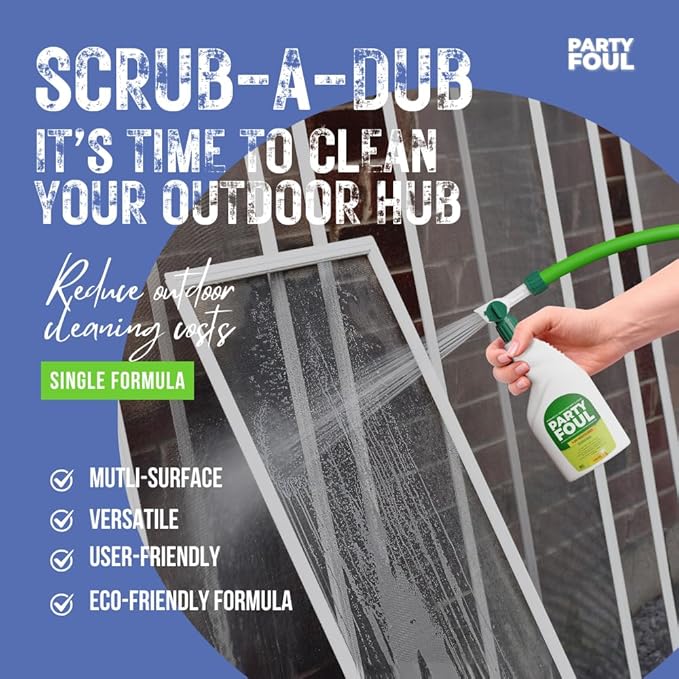 Party Foul Plant-Based Cleaner Spray | Eco-Friendly, Vegan Formula for Tiles, Counters, Granite, Metal, Glass, Wood & More | Natural I For Decks, Patios, BBQ Spills, Outdoor - 32 oz