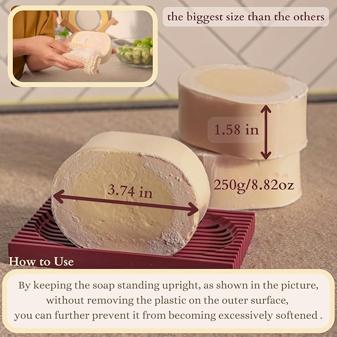 JiguMom Natural Big Soap Bar Dishwashing (8.82oz *3 set) Eco Friendly Plastic Free Packaging with Sustainable Organic Ingredients for Kitchen