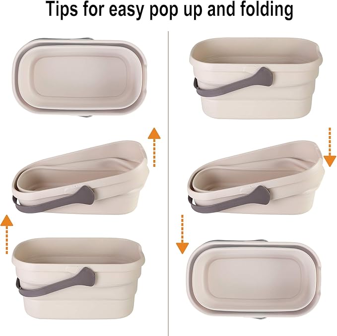 Eyliden Collapsible Bucket, Bucket for Cleaning Mop, 10L(2.6Gallon) Multiuse Foldable Water Pail, Portable Handy Basket for Cleaning Mop, Camping, Tailgating and More