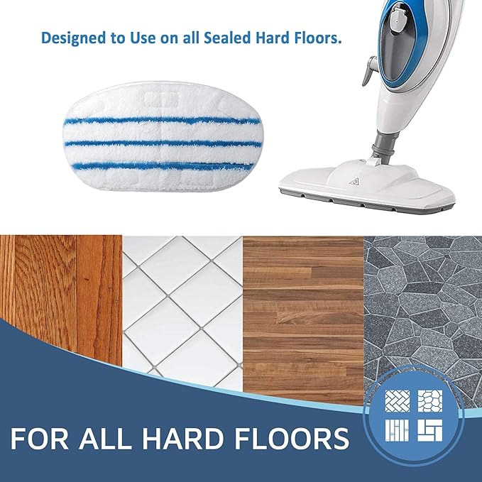 8 Pack Steam Mop Pads for PurSteam ThermaPro 10-in-1 Steam Mop Washable Reusable Pads by Flammi