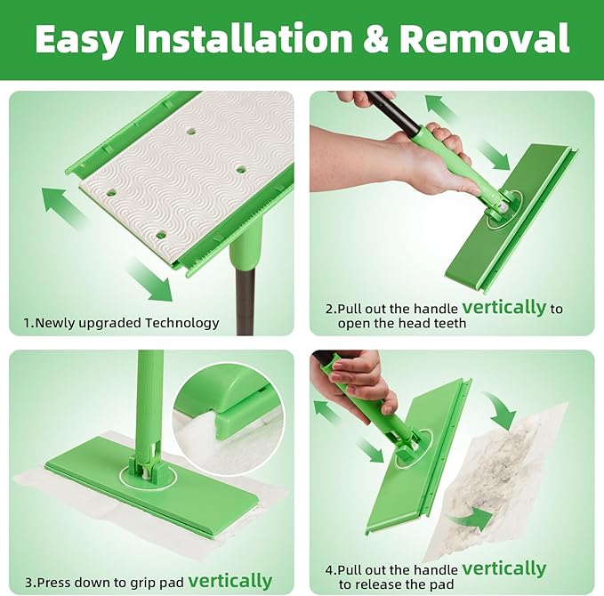 Newly Upgraded 2-in-1 Dry & Wet Sweeper Floor Mopping and Sweeping Kit with 20PCS Sweeping Cloths and 1 Sweeper, Multi-Surface Kit for Floor Cleaning