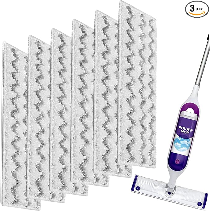 Upgraded Spray Mop Refills Pads for PowerMop, Reusable Mop Refill Pads Replacement Head for Power Mop, Microfiber Mopping Pads for Multi-Surface Floor Cleaning (Reusable 6 Packs)