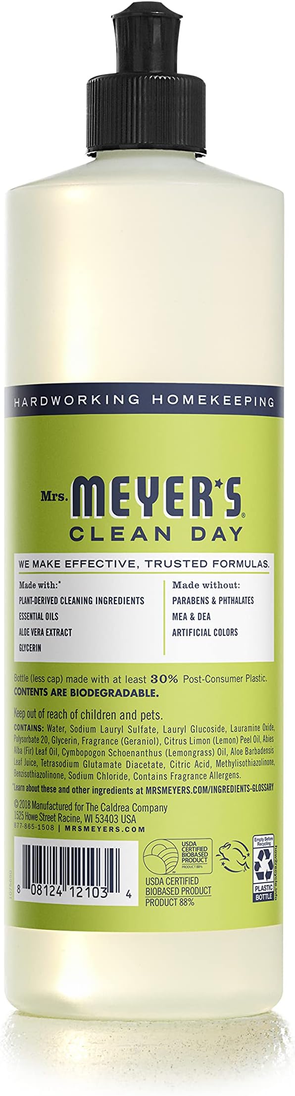 MRS. MEYER'S CLEAN DAY Dish Soap Lemon Verbena, 16 Fl. Oz. (Pack of 3)