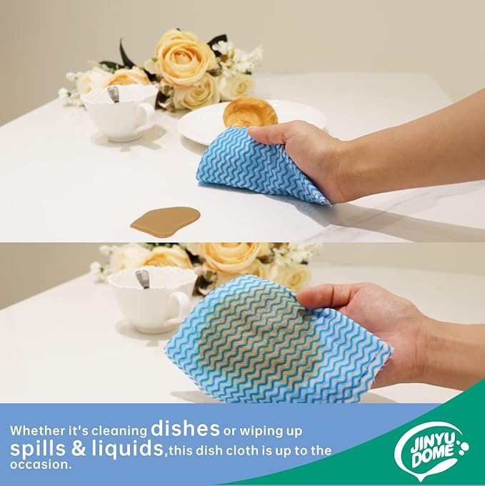 Handi Wipes Reusable Cloth Disposable Cleaning Cloth Kitchen Dish Cloth Dish Towels Dry Blue Washable Wipes Dish Towel Rolls, Soft Durable And Absorbent, 2 Rolls,Total Pack Of 200, Blue