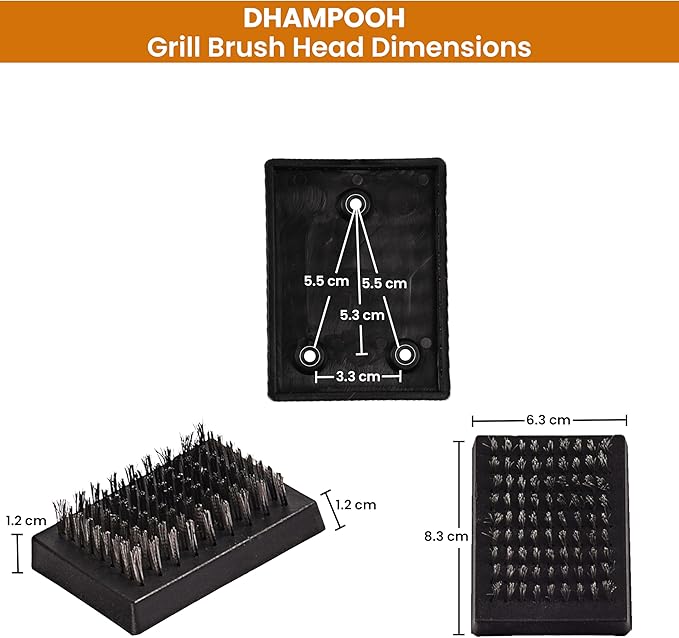 Wire Grill Brush & Scraper Replacement Head – Bristle Refill for BBQ Cleaning – No Scratch Cleaning for Any Grill– Heavy-Duty Barbecue Tool – Pack of 1