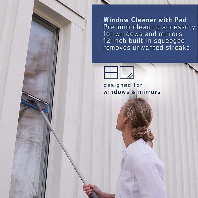 Ultimate Cleaning System Kit - Wet Flat Floor Mop, Rubber Brush, Microfiber Duster, Window Cleaner w/ Squeegee, 2 Microfiber Cloths and 2 Dish Sponges