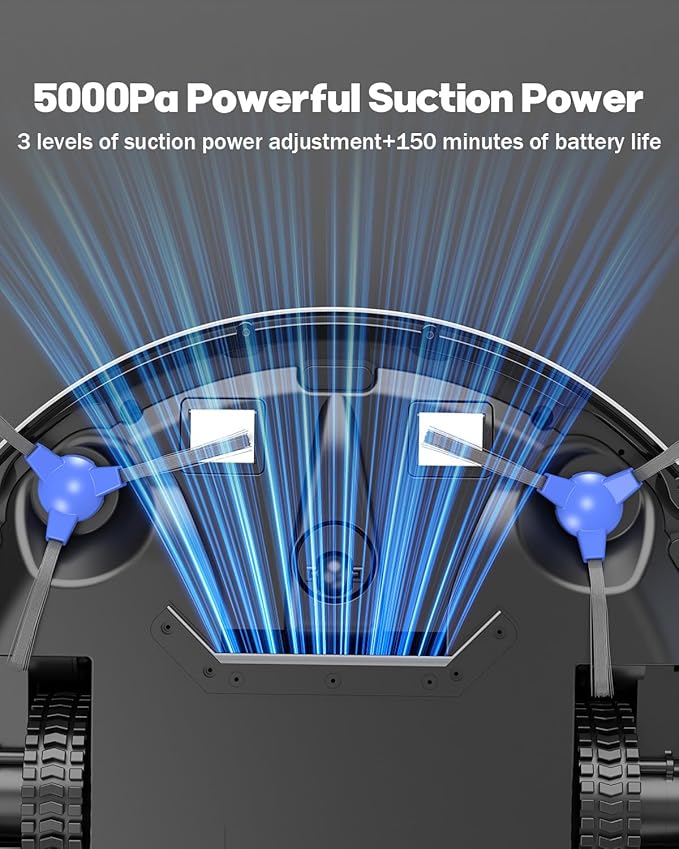 V3 2 in 1 Robot Vacuum and Mop Combo,5000Pa Suction, Schedule Cleaning, Smart Mapping with 2.4G WiFi/Alexa/App/Remote Control, Automatic Self-Charging, Ideal for Pet Hair, Hard Floor