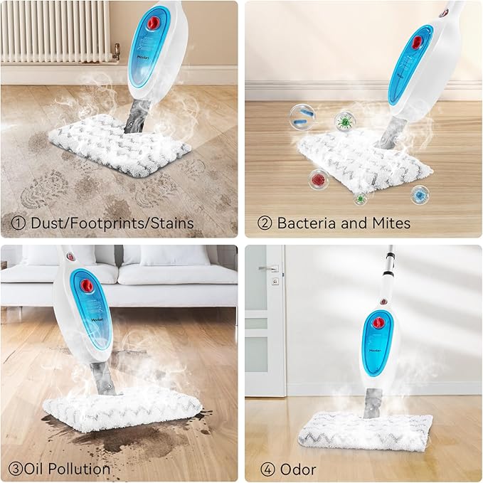 Steam Mop, 10 in 1 MultiPurpose Powerful Steam Detachable Floor Steamer for Hardwood/Tile/Wall All Floors Cleaning with 11 Accessories for Whole Home Use
