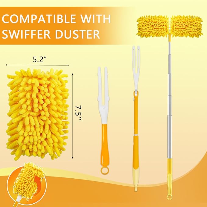 4 Pack Reusable Duster Refill for Swiffer Hand Duster & 4 Pack Reusable Microfiber Mop Pads for Swiffer Sweeper Mop