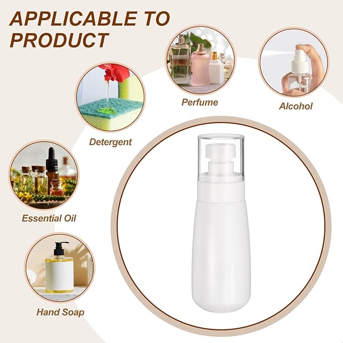 uxcell 6Pcs Small Spray Bottles, 100ml/3.4 oz Travel Size Spray Bottle Fine Mist Empty Refillable Travel Containers with Labels for Perfume Cosmetic Essential Oil (White/Clear)