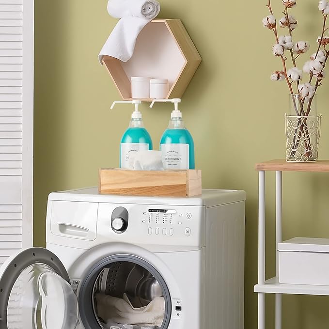 Liquid Laundry Detergent Dispenser for Laundry Room, 70.5oz Laundry Detergent Storage Container, Laundry Dispenser for Liquid Detergent, Includes Pumps, Labels and Wooden Organizer Box,2 Pack