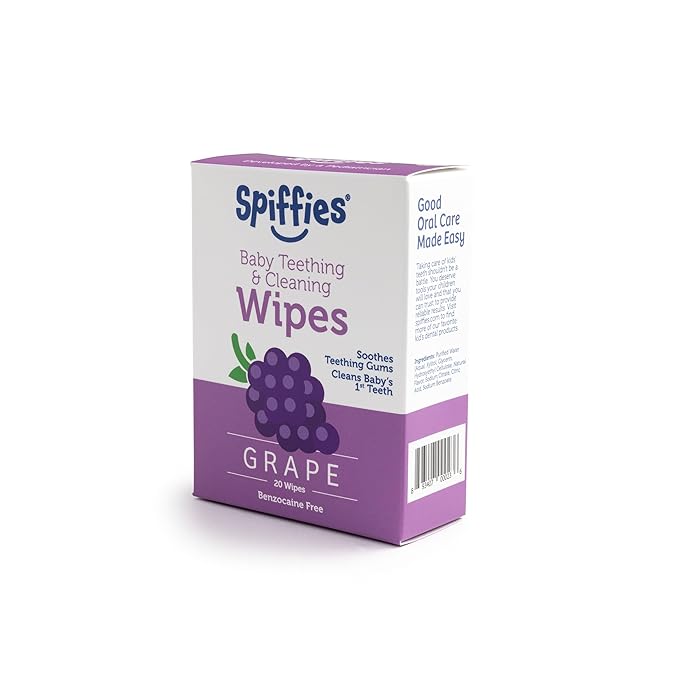 Baby Teeth Wipes - Grape Flavor, Xylitol-Enriched Baby Gum Cleaner & Dental Wipes for Teething Relief and Teeth Cleaning - Safe for Infants & Toddlers, 20 Count (Pack of 6)