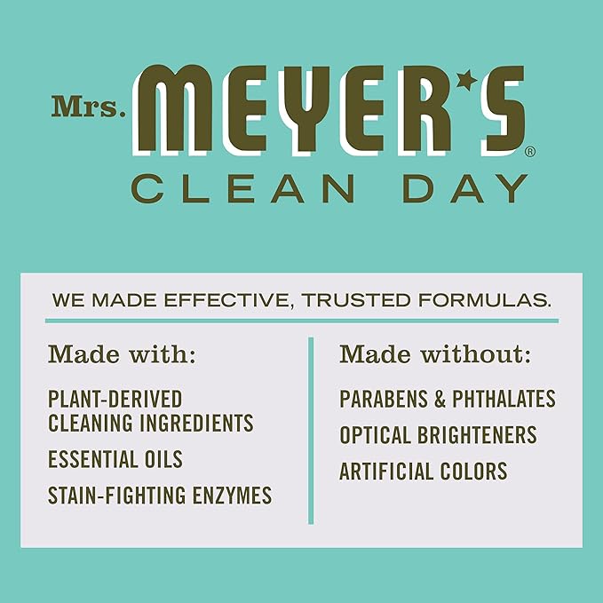 MRS. MEYER'S CLEAN DAY Liquid Laundry Detergent, Biodegradable Formula Infused with Essential Oils, Basil, 64 oz (64 Loads)
