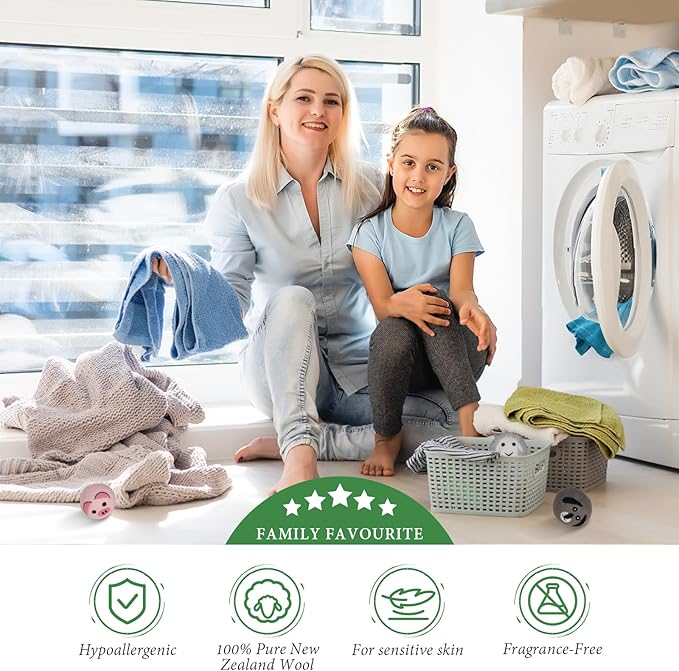 Wool Dryer Balls XL 6Pack Eco Dryer Balls-Dryer Balls Laundry Reusable-Softens Laundry Naturally Reduces Drying Time & Static No More Dryer Sheets with Storage Bag