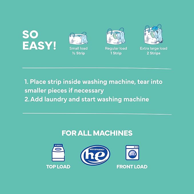 Tru Earth Hypoallergenic, Eco-friendly & Biodegradable Plastic-Free Laundry Detergent Sheets/Eco-Strips for Sensitive Skin, 32 Count (Up to 64 Loads), Fragrance-Free