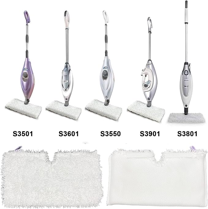 4 Pack Replacement Soft Mop Pads for Shark Steam Mop S3500 Series S3501 S3550 S3601 S3601D S3801 S3801CO S3901 SE450 S2902 Washable Reusable Dirt Grip Pads.