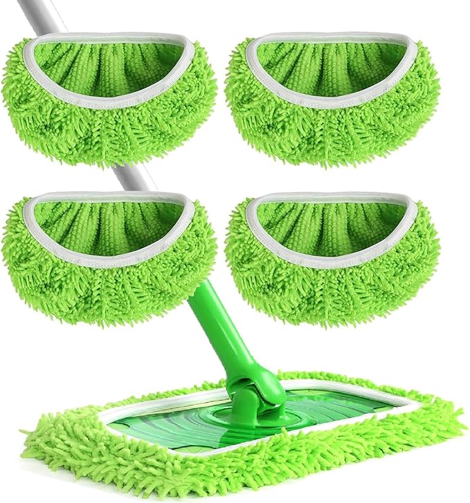 12PCS Reusable Microfiber Mop Pads Washable Wet Pads Compatible with Swiffer Sweeper Refills Pads Dry Sweeping Cloths Mop Head Replacement for Household Cleaning