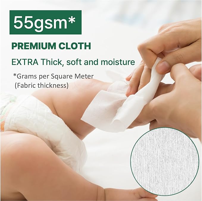 Korea’s #1 Zero Harsh Chemicals Baby Wipes- Water Based Hypoallergenic Unscented Extra-Thick 55 GSM Plant-Based for sensitive skin Zero skin irritants Flip-Top 640 Count (8 Packs)