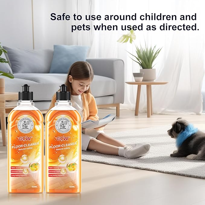 Floor Cleaner & All-Purpose Cleaner Plant-Based and Biodegradable Formula Kitchen, Floor, Bathroom and Surface Cleaning Product for Home, Orange Scent, 33.8 Fluid Ounces (Orange)