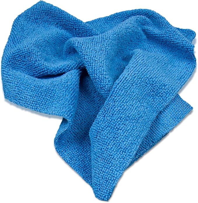 Eurow Reusable Microfiber Cleaning and Drying Wipes with Dispenser Box, 200GSM, 12 by 12 Inches, Pack of 50 - Blue