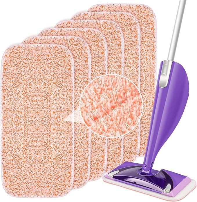 Wet Jet Pads Reusable Mop Pads Compatible with Swiffer, Microfiber Wet Jet Refill, Machine Washable Wet Pads Refill for Swiffer Wet Jet Mops, Multi-Surface Cleaning, 6 Pack