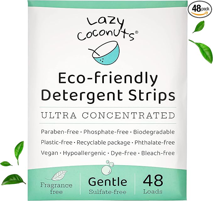 Laundry Detergent Sheets - Sulfate-free, Gentle - For Sensitive Skin, Baby, Hand Wash - Eco Friendly, Natural, Hypoallergenic, Sulfate Free, Fragrance Free, Unscented Laundry Soap