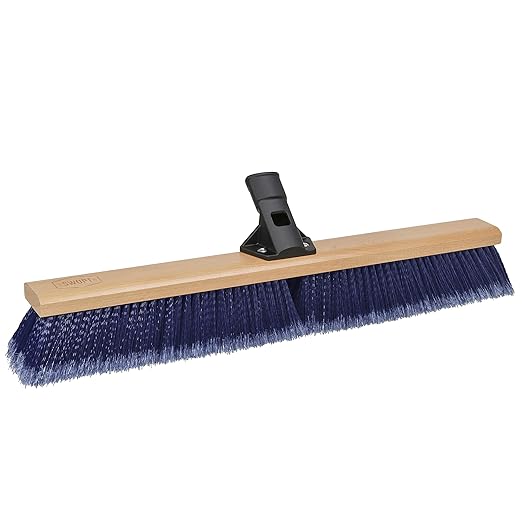 SWOPT 24” Floor Squeegee, 24” Multi-Surface Push Broom + 60" EVA Foam Comfort Grip Wooden Handle, Combo — 2 Cleaning Heads with Long Handle Interchangeable with SWOPT Cleaning Heads