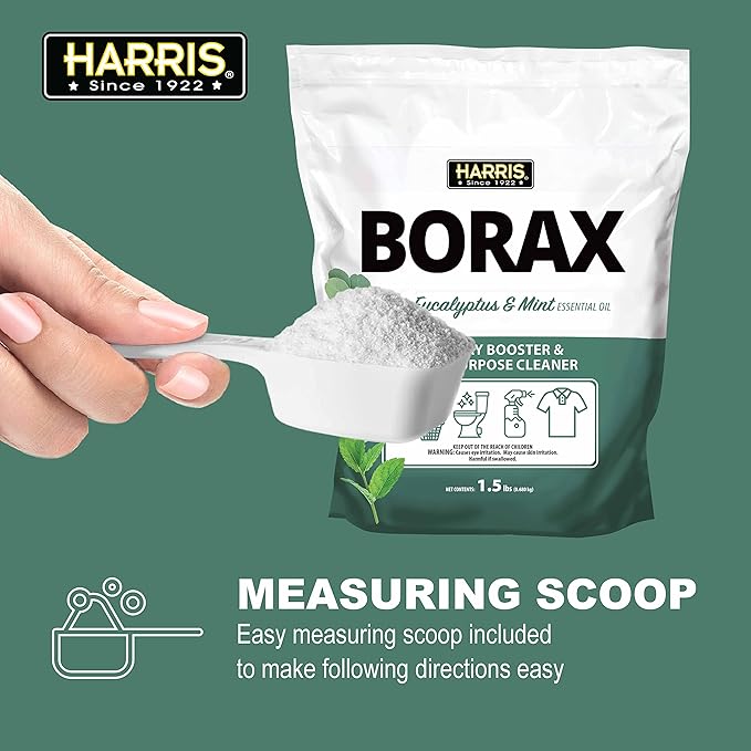 Harris Borax Powder Laundry Booster and Multipurpose Cleaner, 1.5lb (Eucalyptus Mint)
