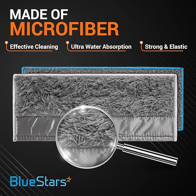 BlueStars m6 Microfiber Wet & Dry Mopping Pads for i.Robot Braava Jet M6 6110, 6012, 6112, 6113 – Washable and Reusable, 4 Wet Pads & 4 Dry Pads