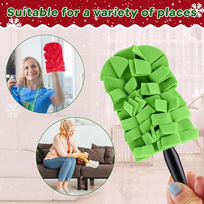 Zubebe 12 Pcs Heavy Duty Duster Refill Reusable Fleece Duster Refills Multi Surface Washable Cleaning Pads for Home, Blinds, Fans, Corners, Furniture (Red,White,Green)