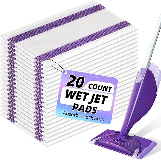 20 Count Mopping Pad for Wet Jet Mop Disposable Wetjet Pads Refills Replacement for Swiffer Wet Pads Refill Compatible with Swiffer Wet Jet Pads Thickness & Absorbent for Household Multi-Surface