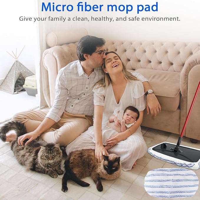 8 Pack Mop Heads Replacements Compatible with OCedar Hard Wood Flooring 'N More Ultra-fine Fiber mop - Microfiber Mop Refills for O-Cedar Mop Wet and Dry Use 15x8 Inch Pads