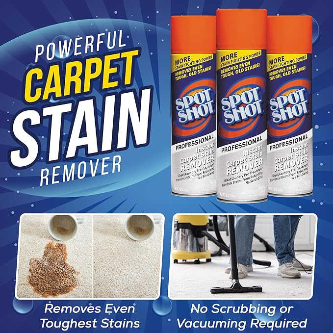 NYCPI & GA Towel and Brush along with Carpet Stain Remover Kit with Bottles | Complete Cleaning Set for Tough Stains, Odors, and Messes | Perfect for Old & New Stains (5.33 Fl Oz (Pack of 3))