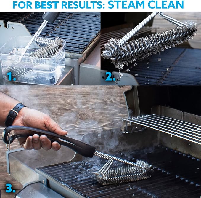 Kona 360 Clean Grill Brush – Powerful Grill Cleaner & BBQ Grill Brush for Outdoor Grill – Safe, Bristle BBQ Brush Grill Scraper, Accessory for Easy 30 Second Grill Cleaning - 18 Inch Long Handle