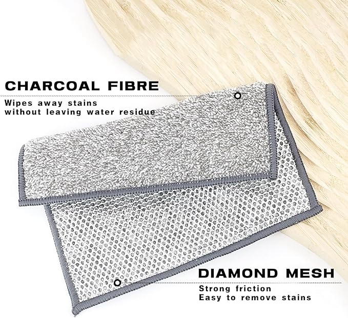 6 Pcs New Upgrade 2-Layer Non Scratch Wire Dishcloth,Super Absorbent Bamboo Charcoal Dish Cloths,Multipurpose Wire Dishwashing Rags for Wet and Dry,Wire Washing Cloth for Dishes, Stove Tops