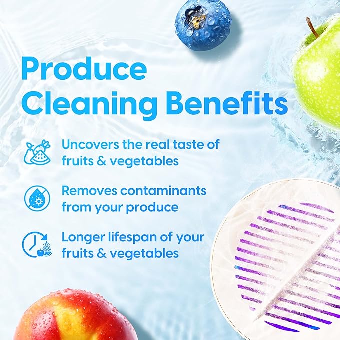 AquaPure - Fruit and Vegetable Washing Machine, 1-Year Warranty, Fruit Cleaner Device That Cleans Fresh Produce in Water, Waterproof Fruit and Vegetable Cleaner, Fruit and Veggie Purifier