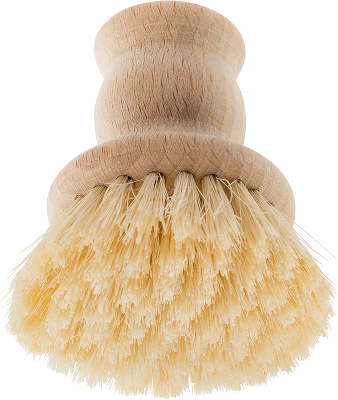 Redecker Tampico Fiber Pot Brush with Untreated Beechwood Handle, 2-1/2-inch Diameter, Made in Germany