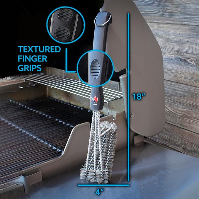 Kona 360 Clean Grill Brush – Powerful Grill Cleaner & BBQ Grill Brush for Outdoor Grill – Safe, Bristle BBQ Brush Grill Scraper, Accessory for Easy 30 Second Grill Cleaning - 18 Inch Long Handle