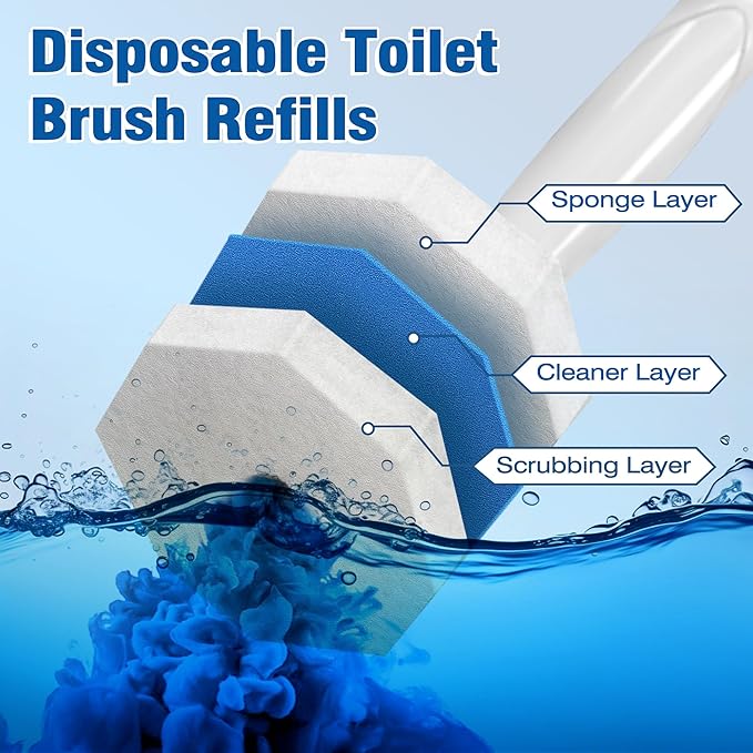 50 Pcs Toilet Wand Refills, Disposable Toilet Bowl Brush Replacement Heads for Sink Bathtub Wash Basin